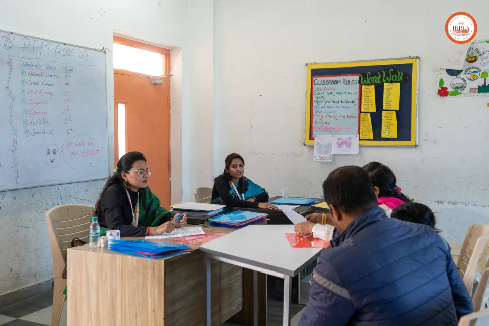 Parents and teachers during the 2025–26 parent–teacher meeting at BOMIS Naubatpur