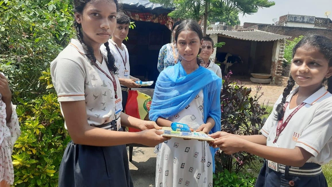 Students and teachers during school life activities at BOMIS Naubatpur