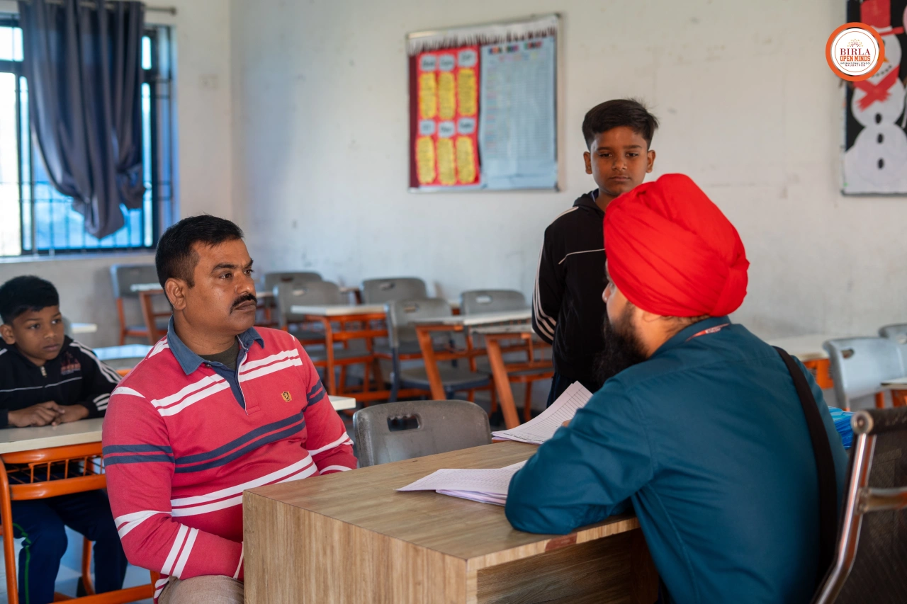 Parents and teachers during the 2025–26 parent–teacher meeting at BOMIS Naubatpur