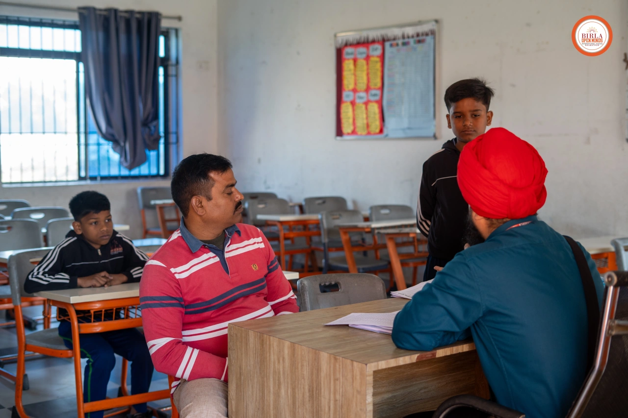 Parents and teachers during the 2025–26 parent–teacher meeting at BOMIS Naubatpur