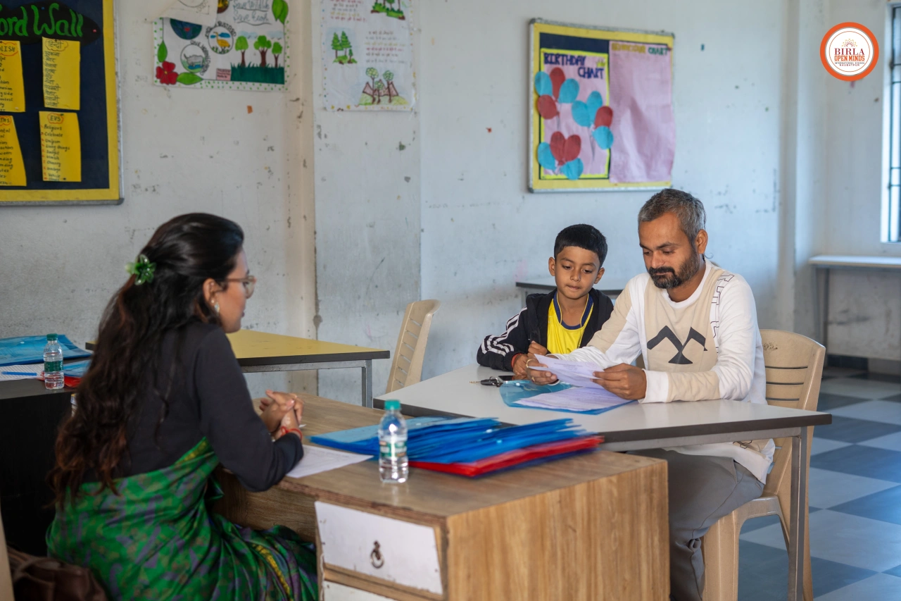 Parents and teachers during the 2025–26 parent–teacher meeting at BOMIS Naubatpur