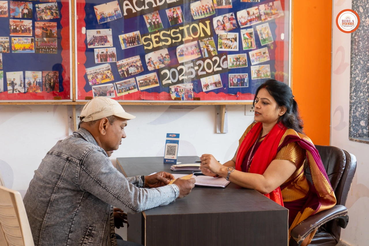 Parents and teachers during the 2025–26 parent–teacher meeting at BOMIS Naubatpur