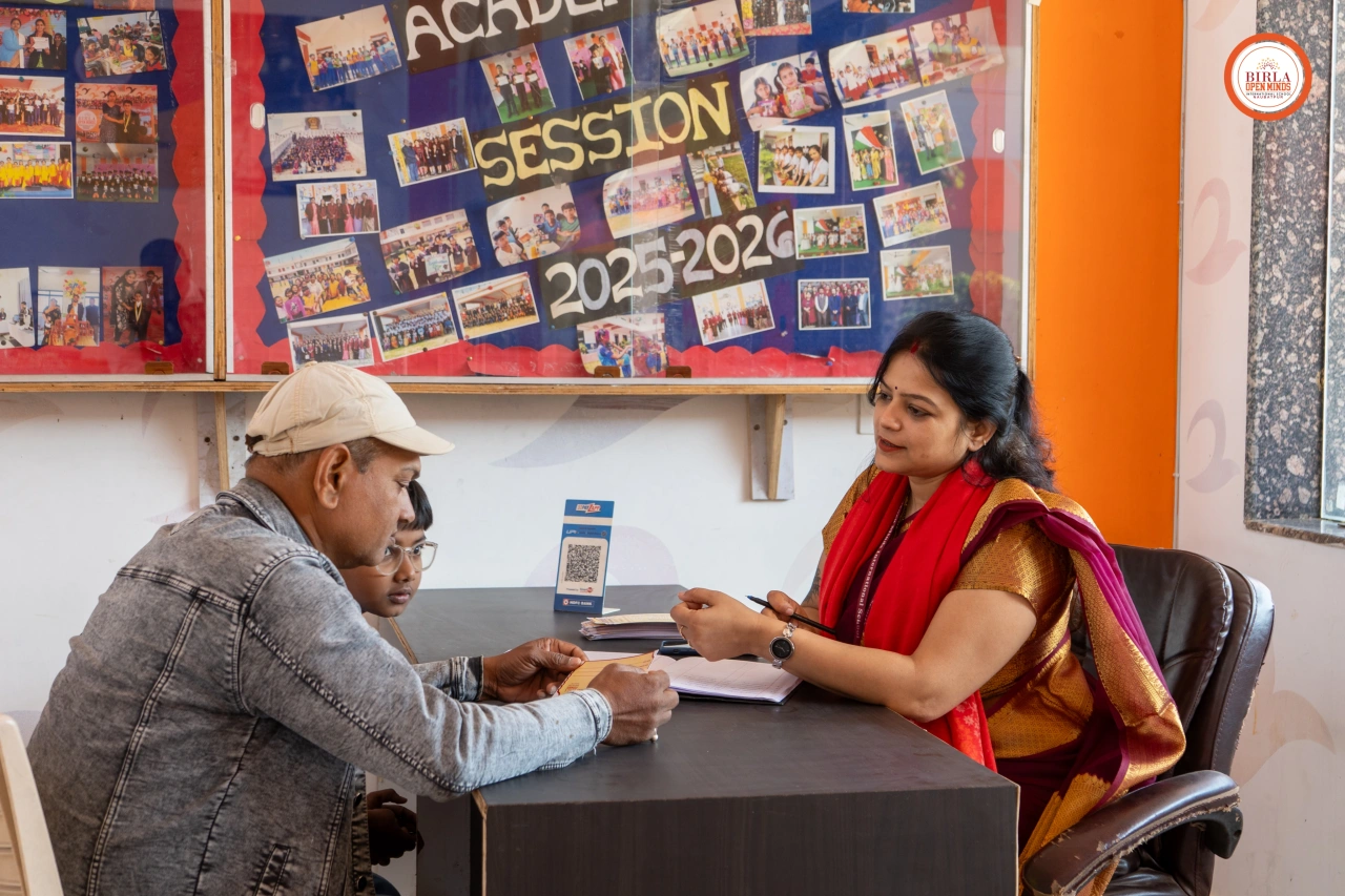 Parents and teachers during the 2025–26 parent–teacher meeting at BOMIS Naubatpur