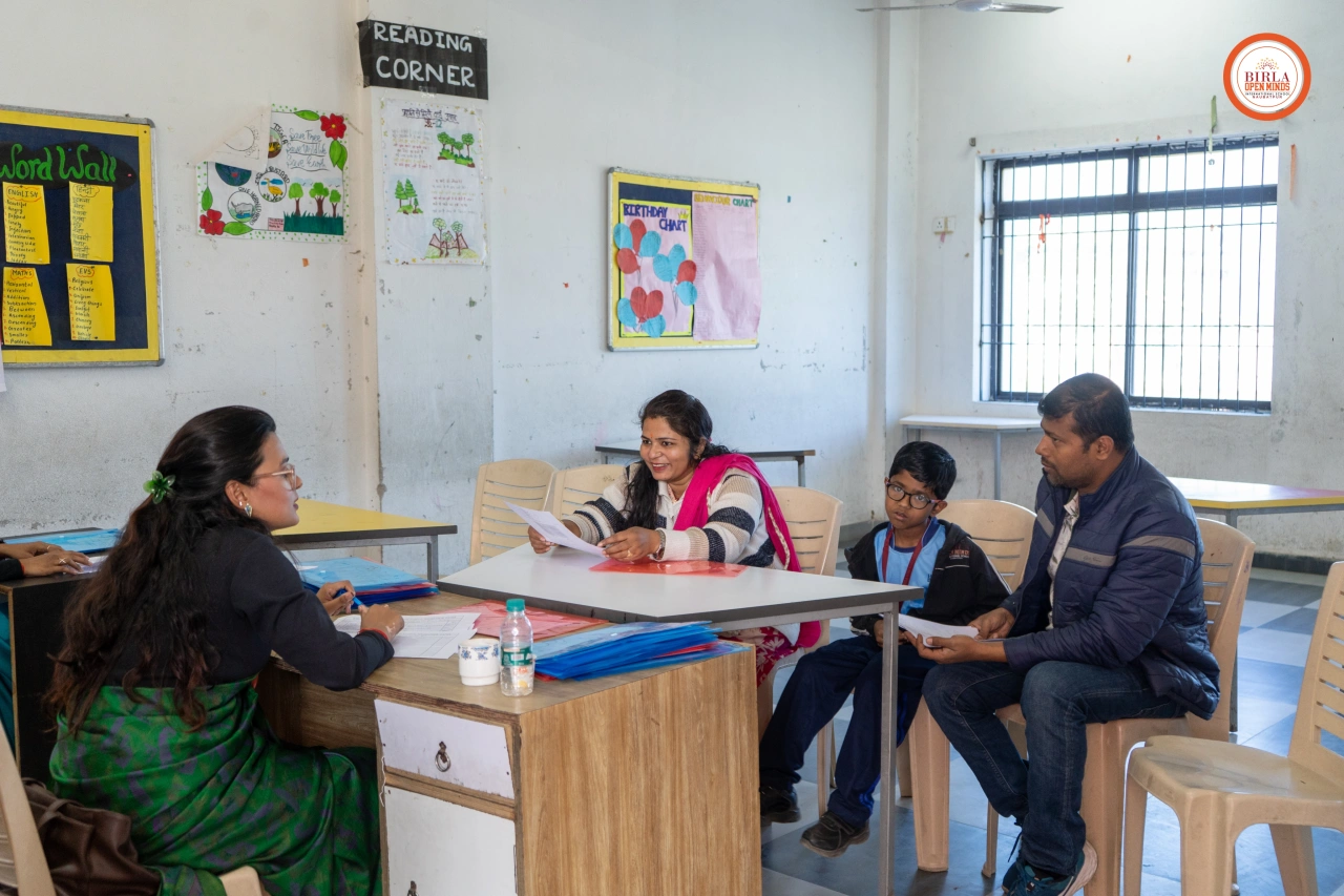 Parents and teachers during the 2025–26 parent–teacher meeting at BOMIS Naubatpur