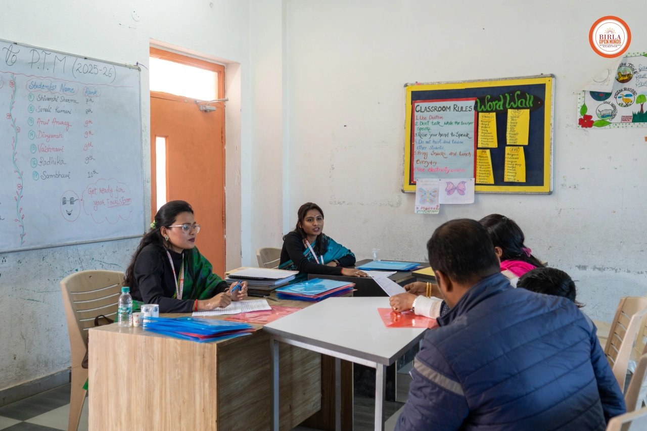 Parents and teachers during the 2025–26 parent–teacher meeting at BOMIS Naubatpur