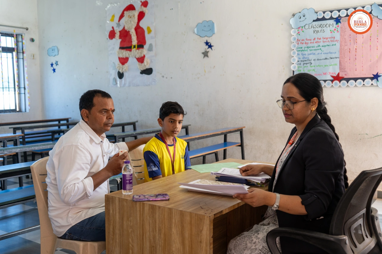 Parents and teachers during the 2025–26 parent–teacher meeting at BOMIS Naubatpur