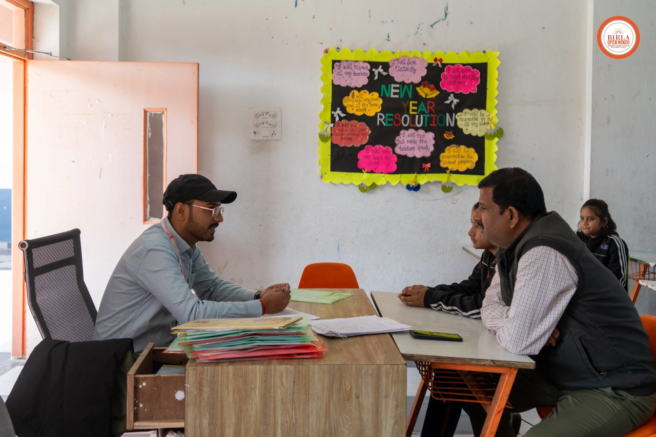 Parents and teachers during the 2025–26 parent–teacher meeting at BOMIS Naubatpur