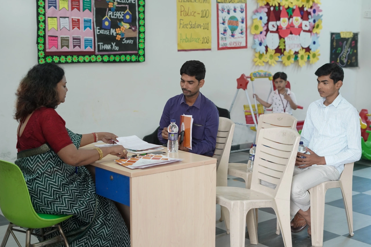 Parents and teachers during the 2026 annual parent–teacher meeting at BOMIS Naubatpur