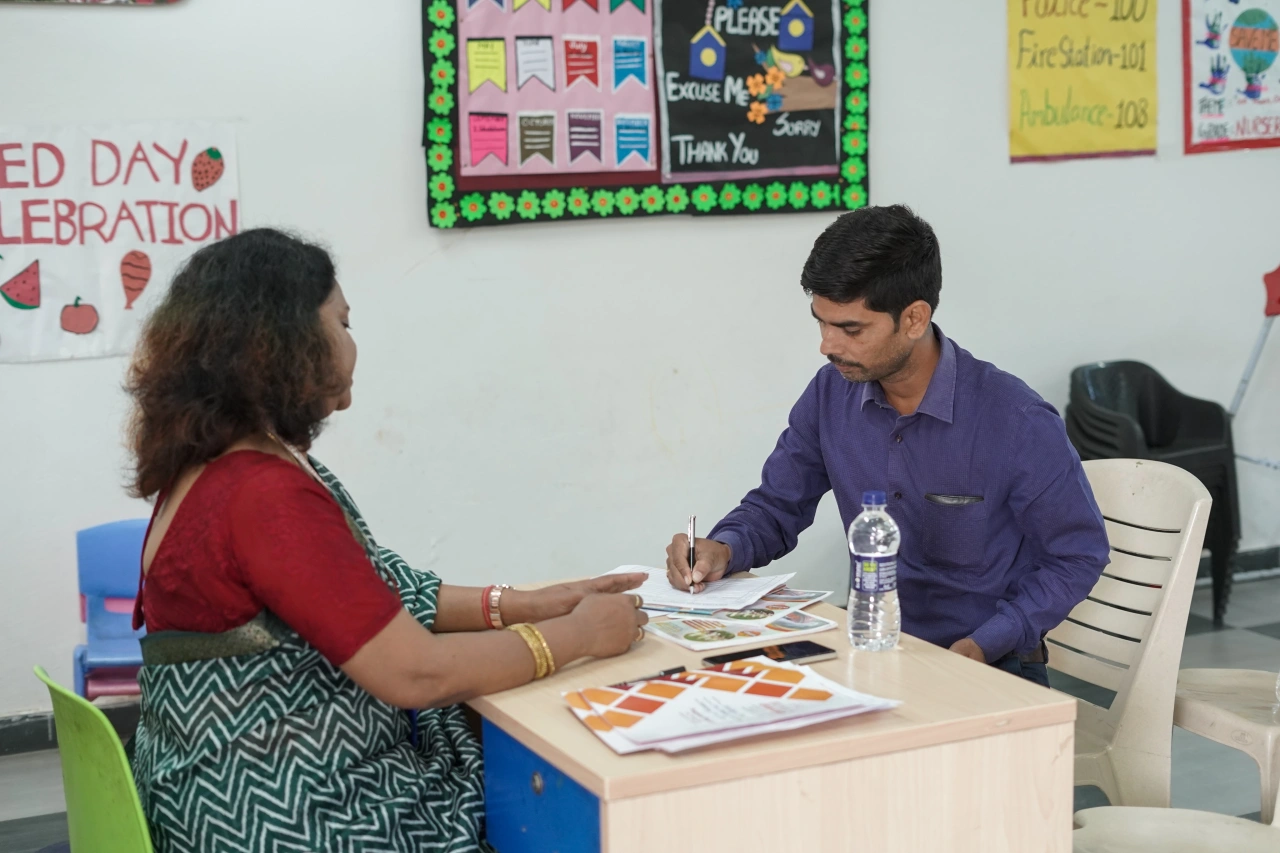 Parents and teachers during the 2026 annual parent–teacher meeting at BOMIS Naubatpur