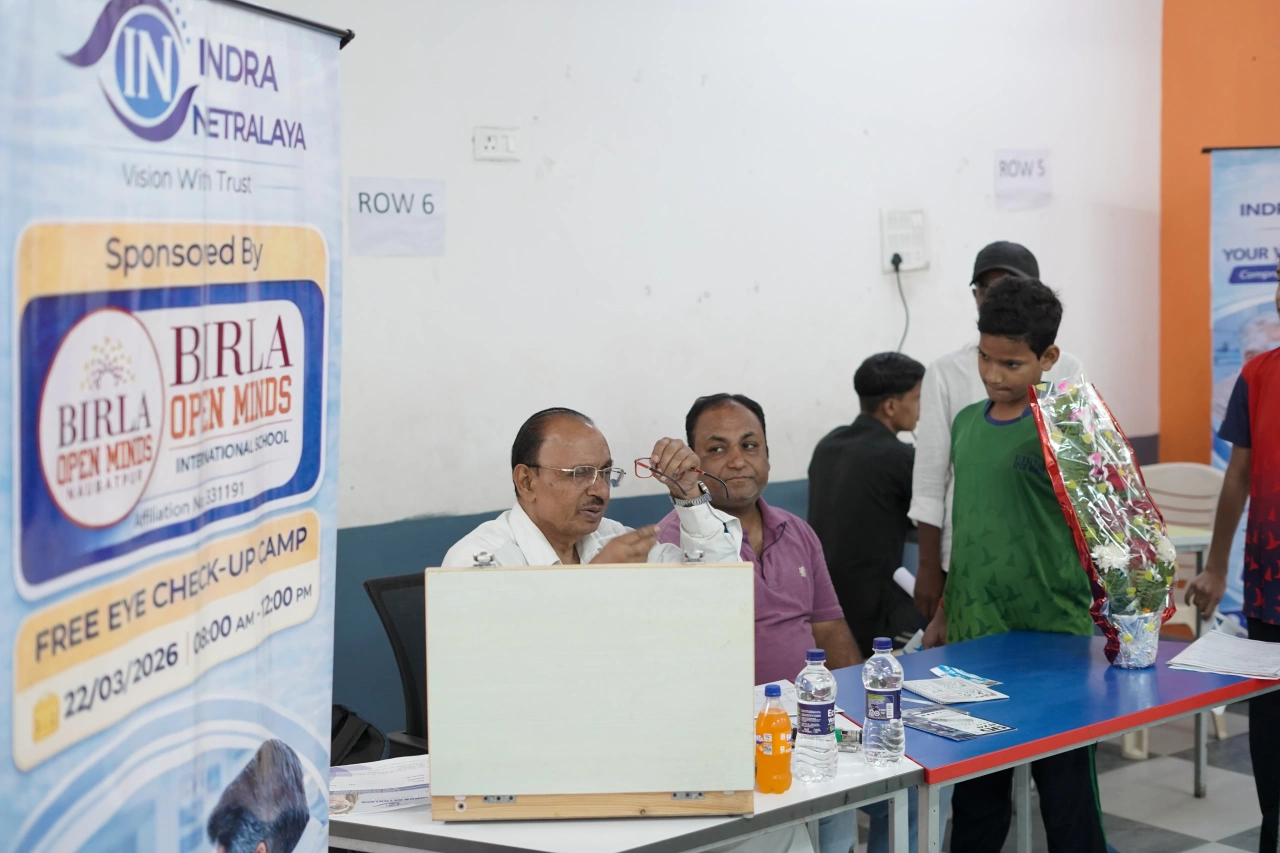 School community participating in the March 2026 medical camp at BOMIS Naubatpur