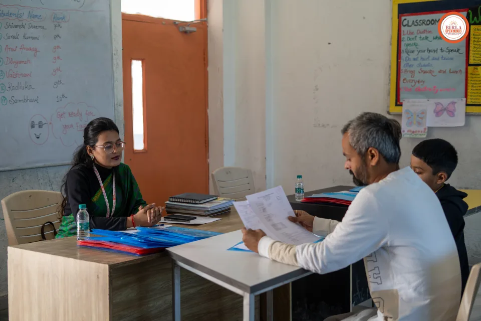 Parents and teachers during the 2025–26 parent–teacher meeting at BOMIS Naubatpur